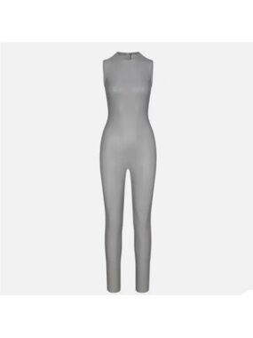 NWOT SKIMS Faux Leather Jumpsuit in Light Gray